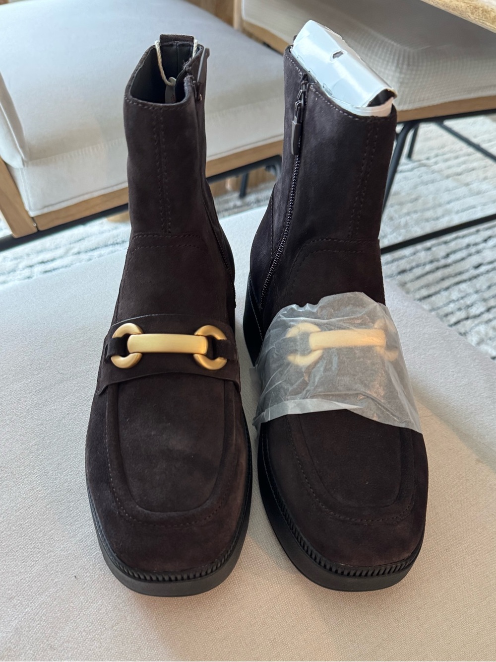 NWT FitFlop Suede Chunky-Snaffle Demi Wedge Boots
